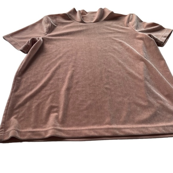 Madewell Velvet Mock neck tee Top Pink Size XSmall Blush Peach Party Workwear - Picture 5 of 9